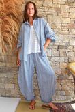 Sundaze Cheesecloth Chalk Stripe Classic Barrel Pant Denim